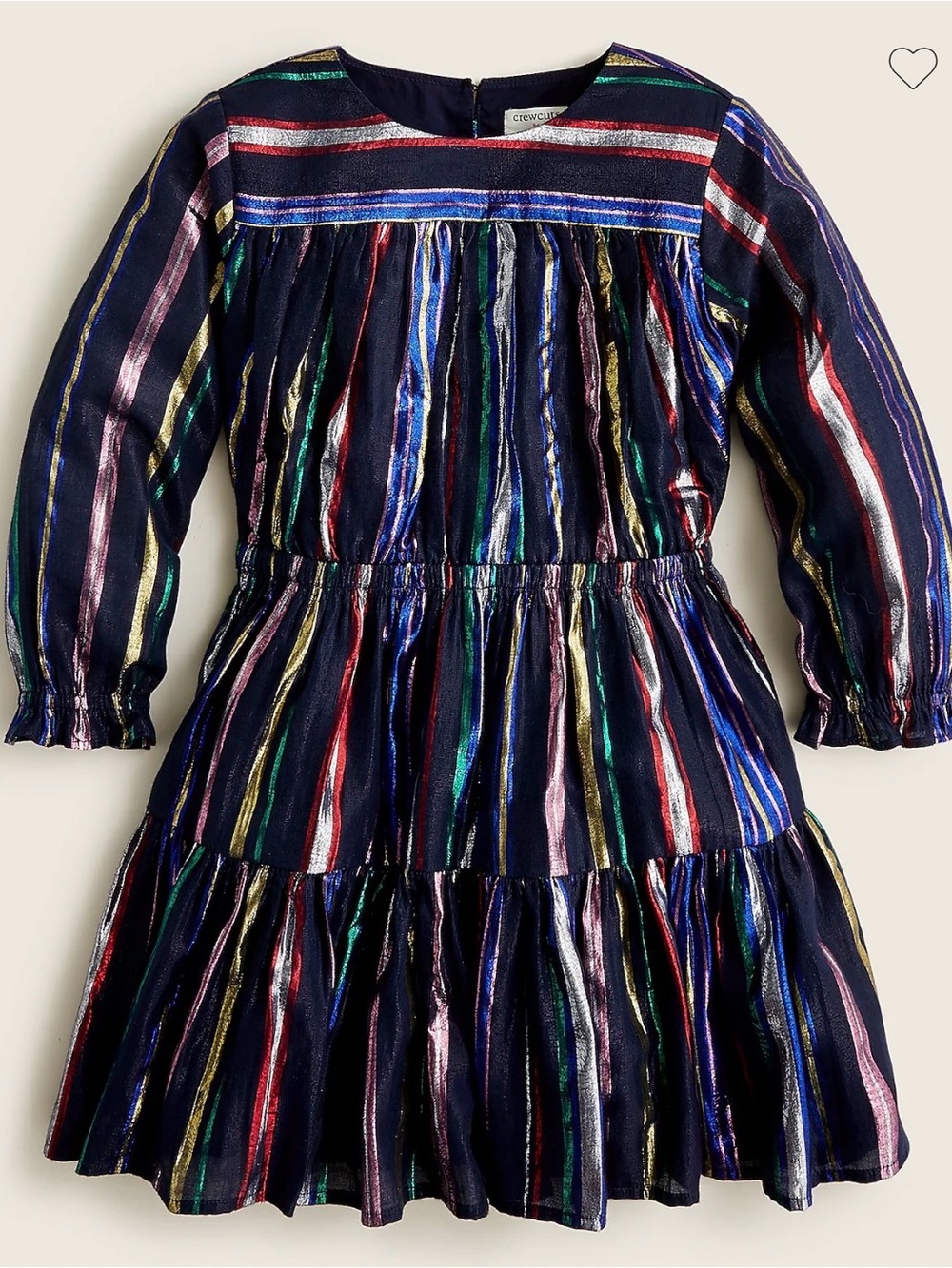 Crewcuts Navy Metallic Multi-Stripe Tiered Dress